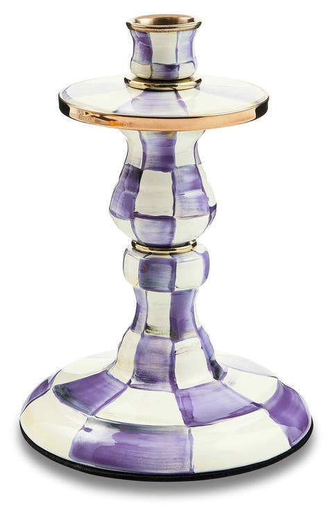 Violet Check Small Candleholder