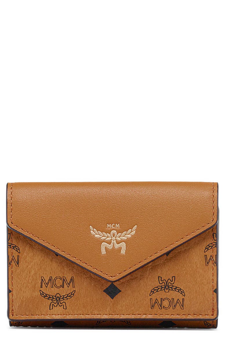 MCM Small Aren Visetos Coated Canvas Trifold Wallet, Main, color, 