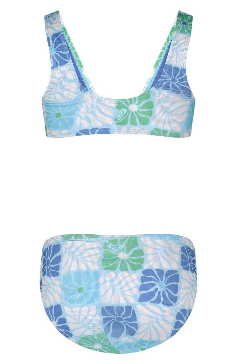 Roxy Kids' Floral Geo 2-Piece Bikini, Alternate, color, Turquoise Sea