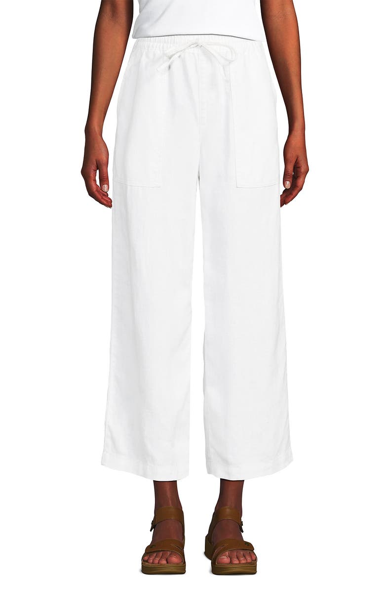 Lands' End High Rise Pull On Drawstring Linen Wide Leg Crop Pants, Alternate, color, 