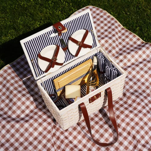 Twine Tahoe Cream Picnic Basket For Four In Cream