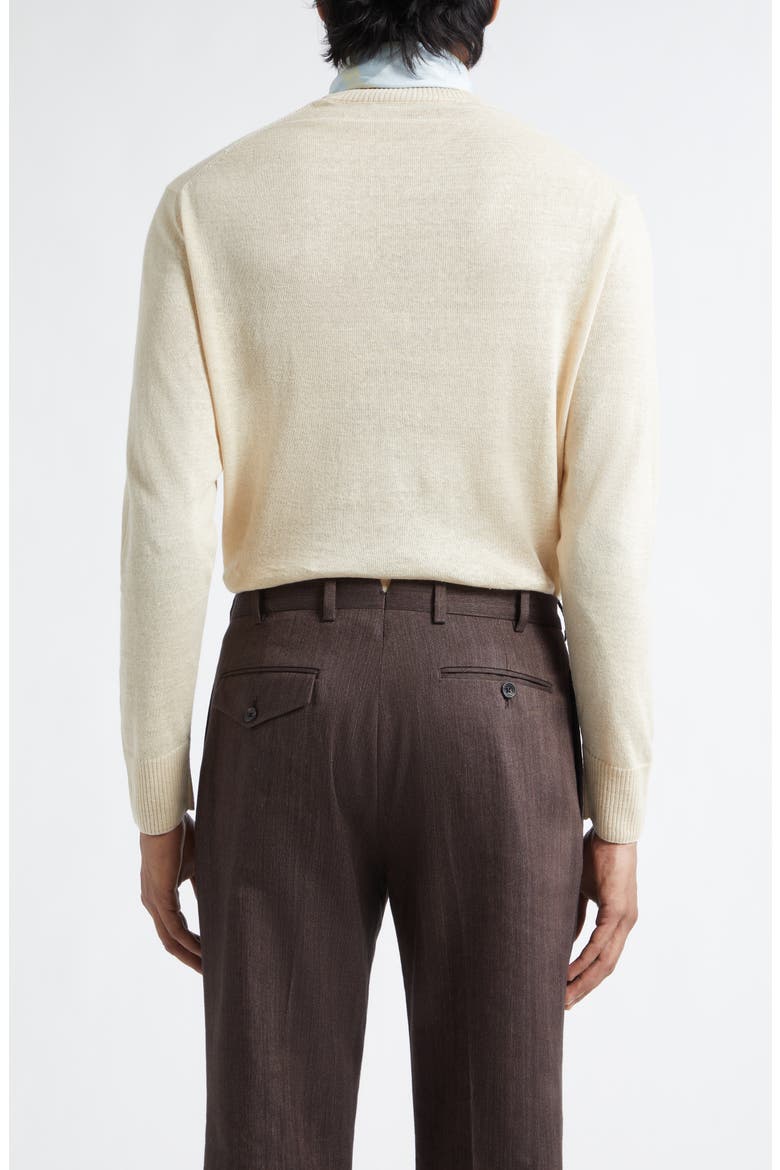 Flax & Cotton Crewneck Sweater, Alternate, color, ECRU