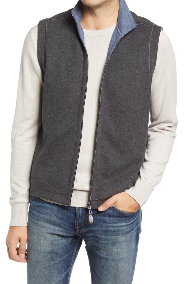 Johnston & Murphy Reversible Knit Vest, Main, color, Charcoal/Blue