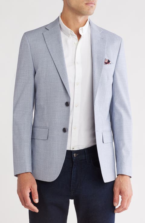 Light Blue Microcheck Blazer (Short, Regular & Long)