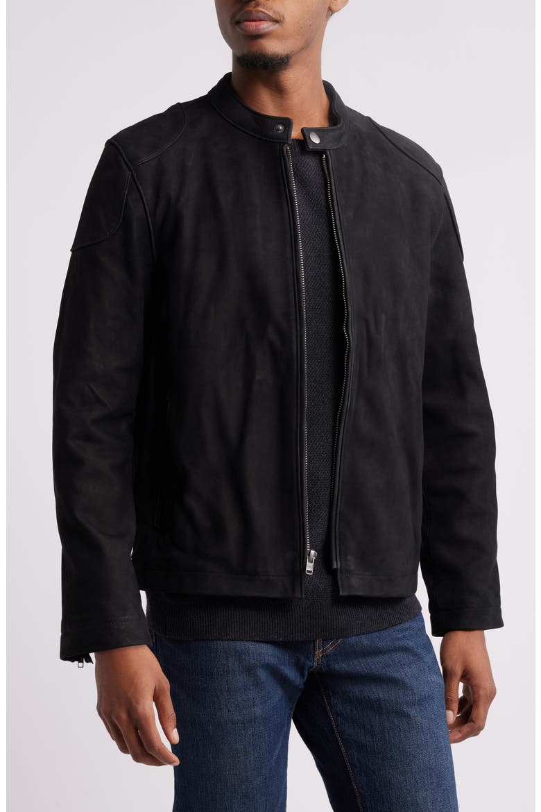 Modern Racer Leather Jacket, Alternate, color, BLACK