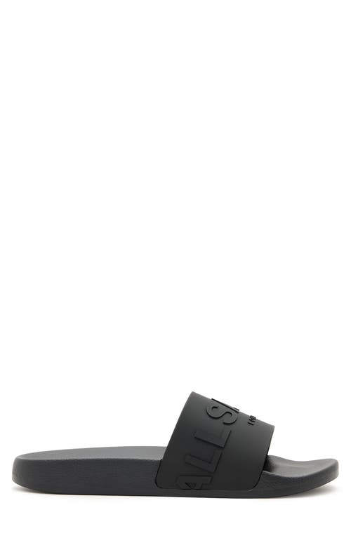 Allsaints Biggy Tonal Logo Rubber Slides In Black