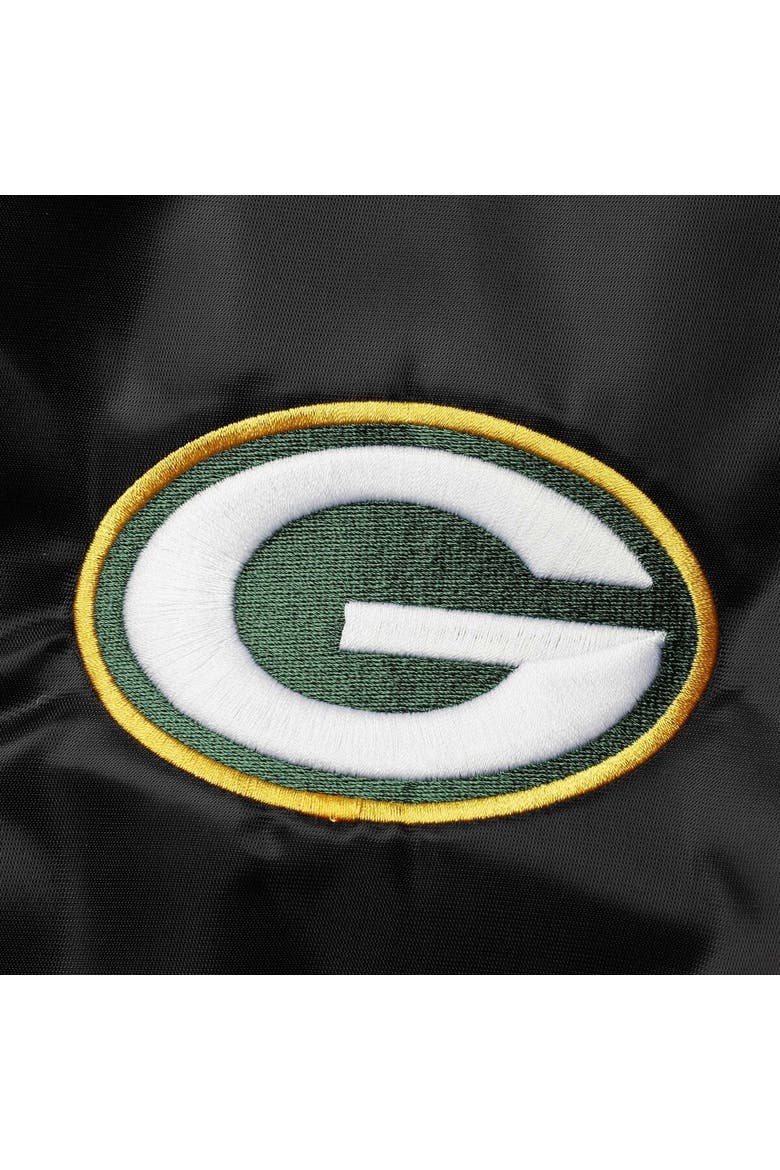 Men's Starter Silver Green Bay Packers Locker Room Satin Varsity Full-Snap Jacket, Alternate, color, Black