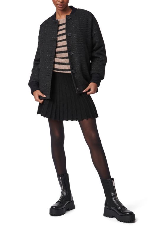 Bernardo Rib Trim Tweed Jacket In Black With Silver