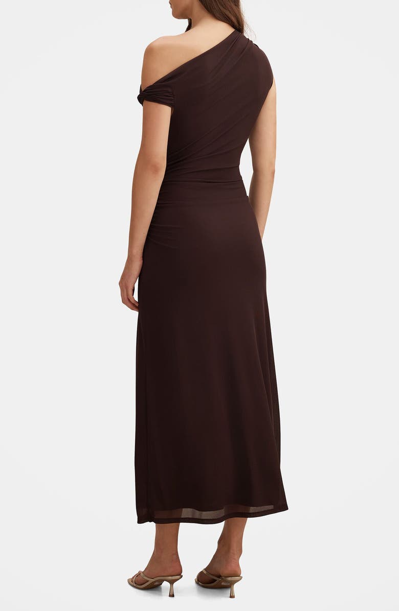 Ever New Piper Draped One-Shoulder Midi Dress, Alternate, color, Chocolate