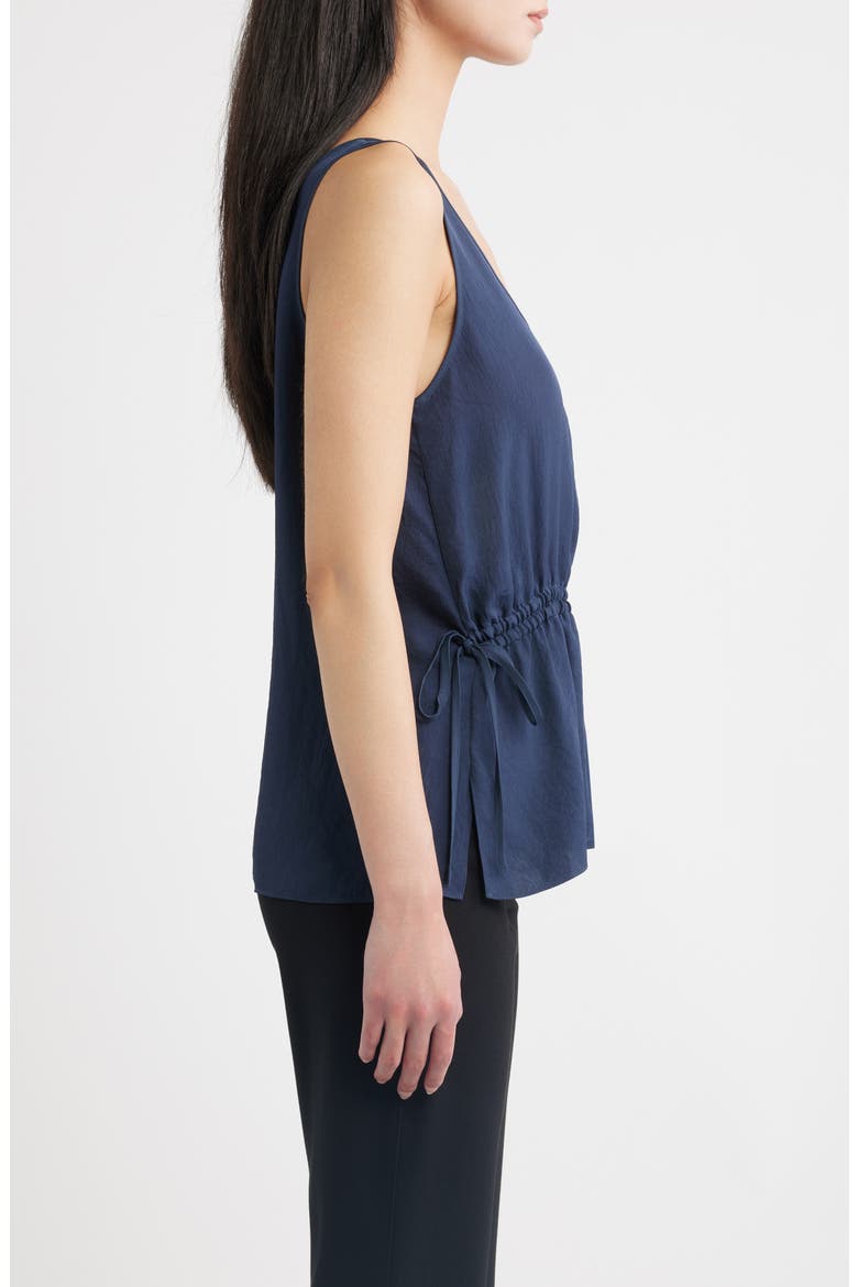 Side Tie Drawstring Waist Peplum Top, Alternate, color, NOCTURNE NAVY