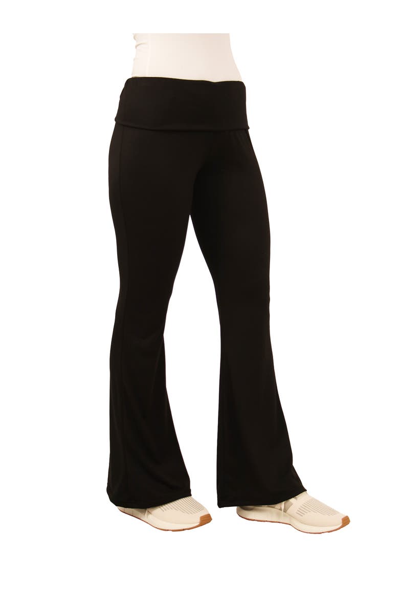 Black Bell Bottom Foldover Waist Sweatpants, Alternate, color, Black