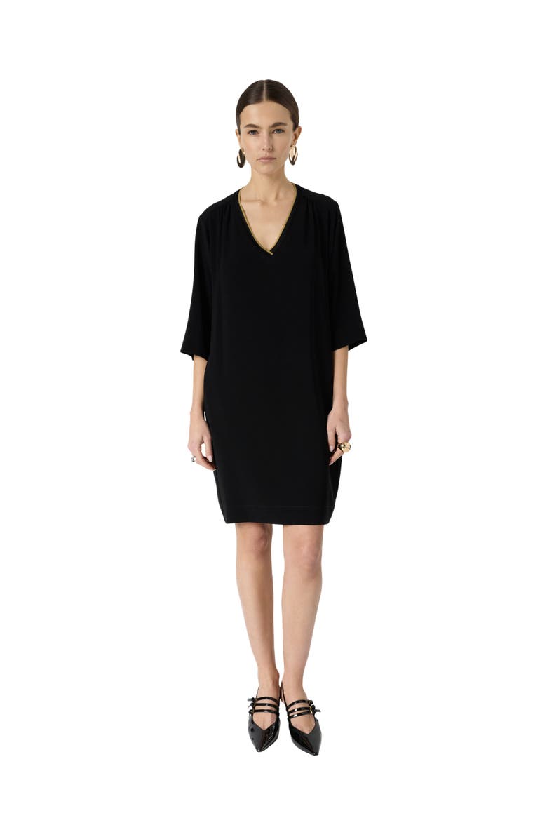 GERARD DAREL Raysa V-Neck Shift Dress, Main, color, Black