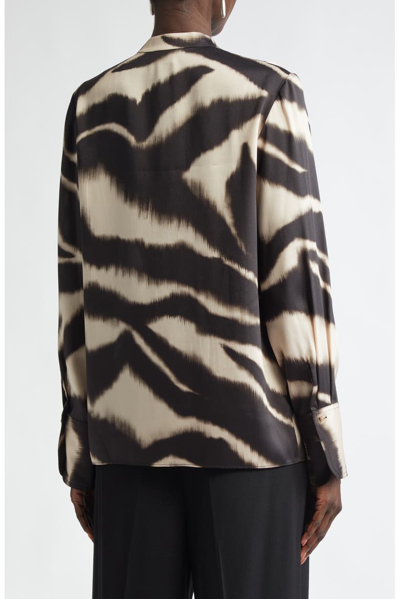 Zebra Print Ruffle Detail Blouse, Alternate, color, PINK BLUSH/ BLACK MULTI