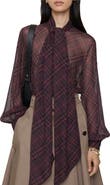 Burberry Check Silk Scarf Blouse