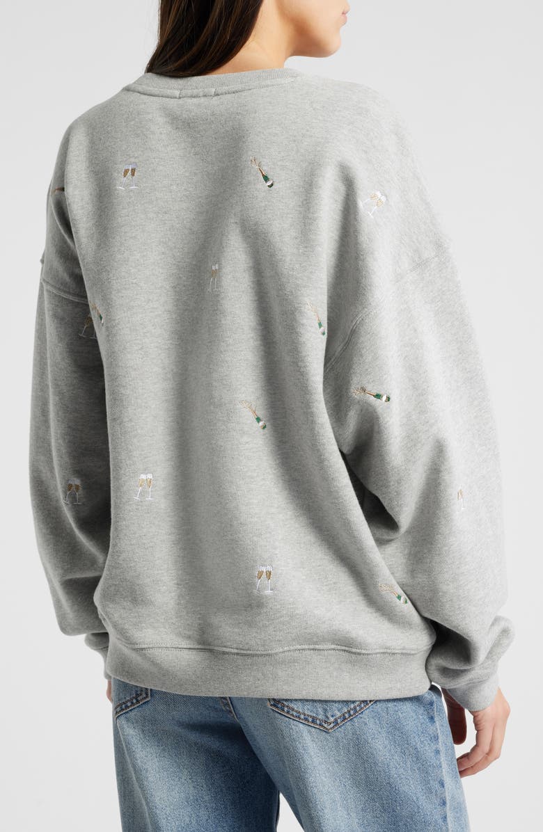 Rails Varsity Cheers Embroidered Cotton Graphic Sweatshirt, Alternate, color, Champagne Embroidery