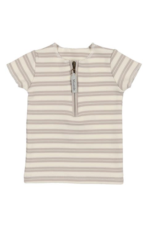 Stripe Zip Short Sleeve Top (Baby)