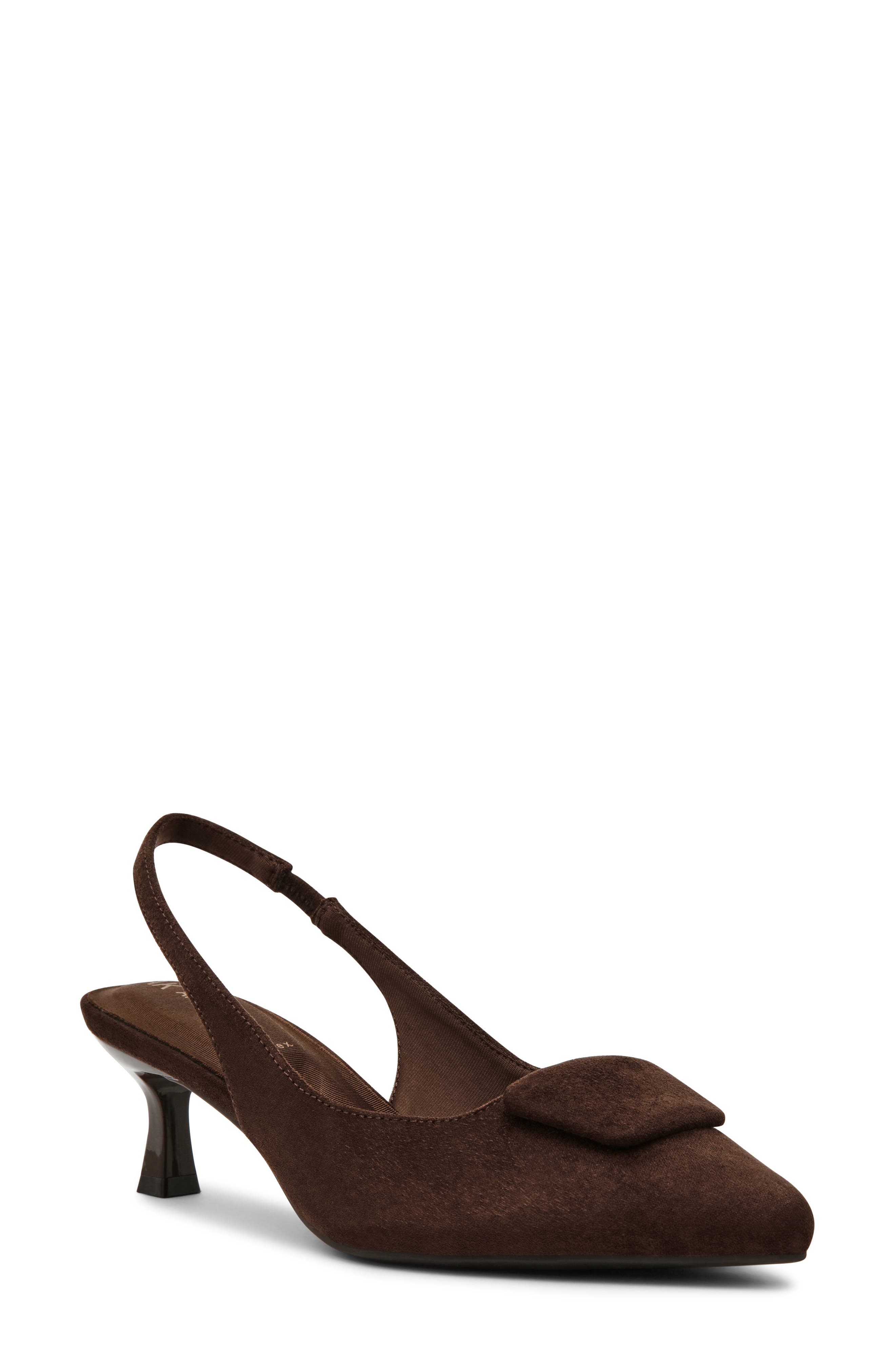 Izanda Pointed Toe Slingback Pump, Main, color, BROWN MICROSUEDE