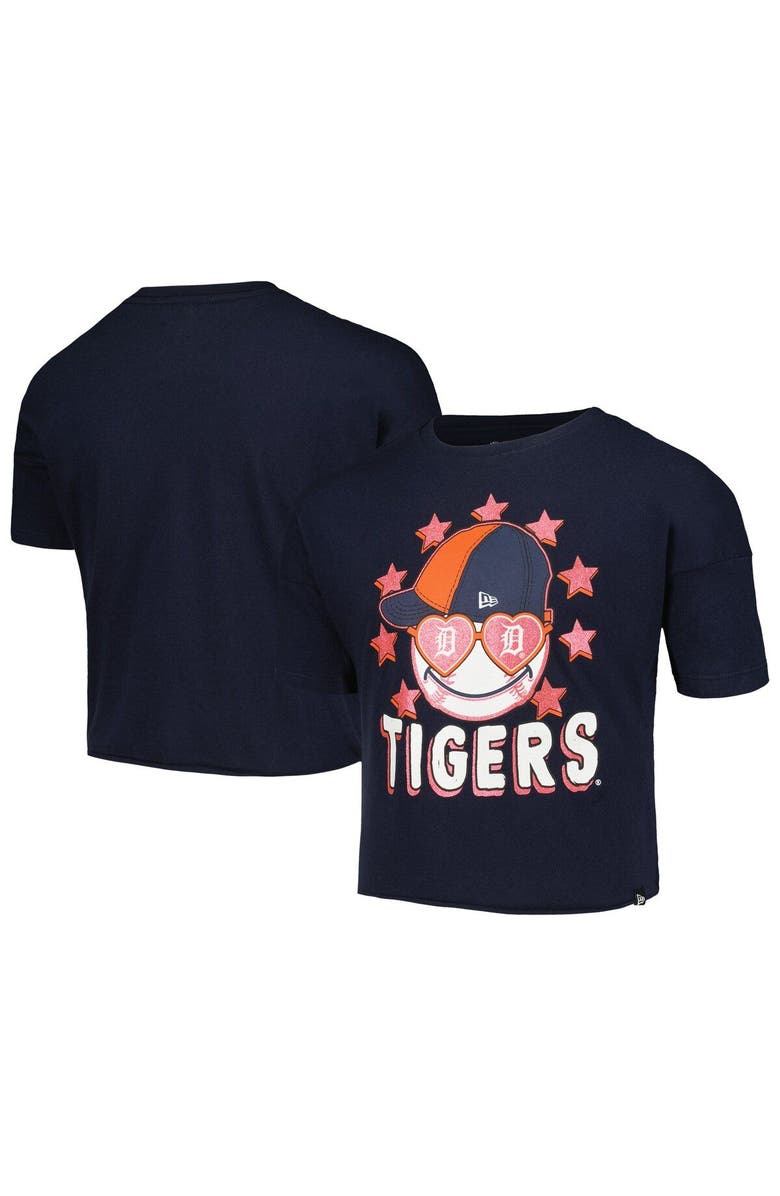 New Era Girls Youth New Era Navy Detroit Tigers Team Half Sleeve T-Shirt, Main, color, 