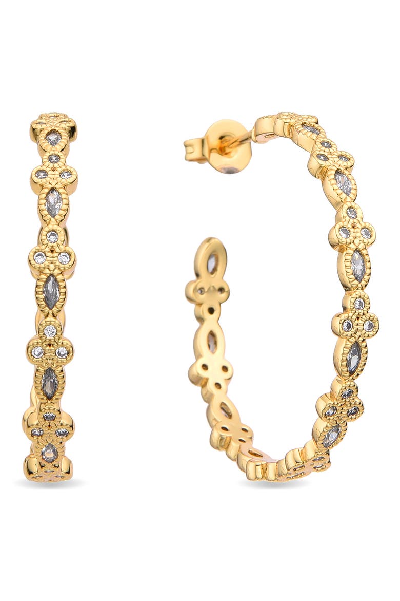 Emy Stone Hoop Earrings, Main, color, GOLD