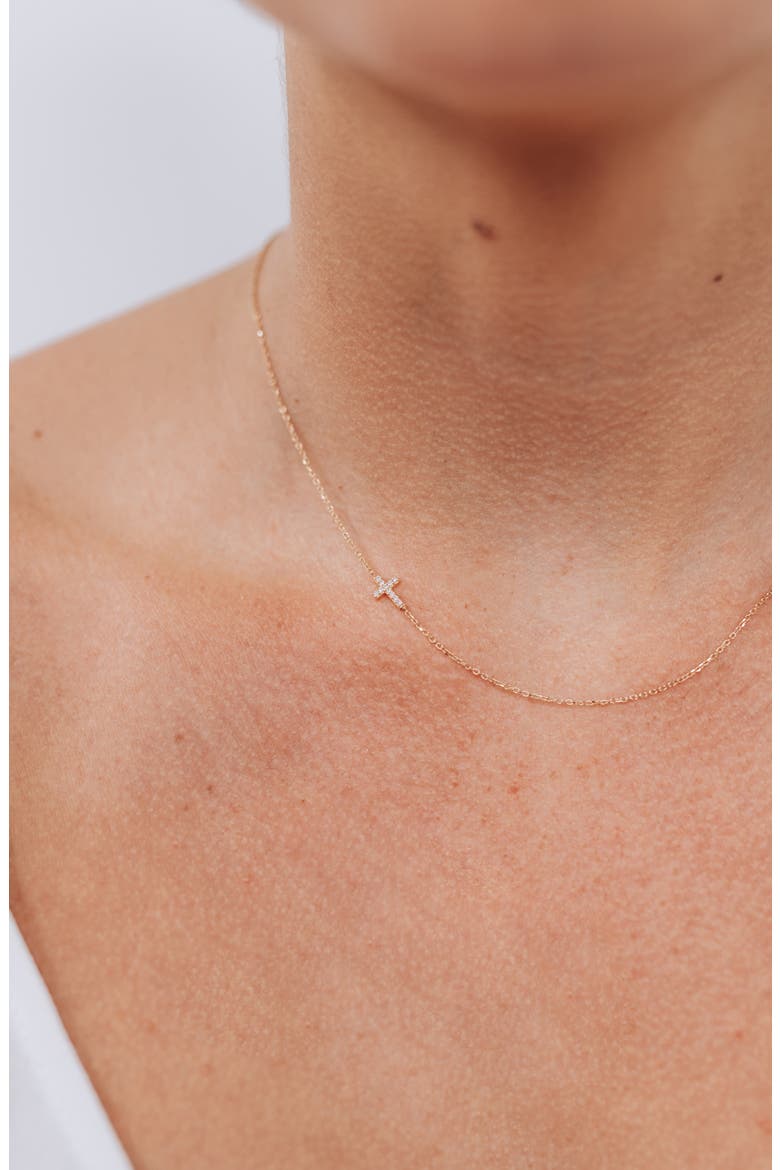 Love Letter Pavé Diamond Cross Pendant Necklace, Alternate, color, GOLD / DIAMOND/ 17 IN