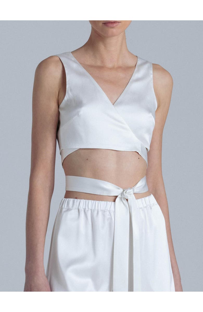 Alas Silk V-Neck Top, Alternate, color, Milk White