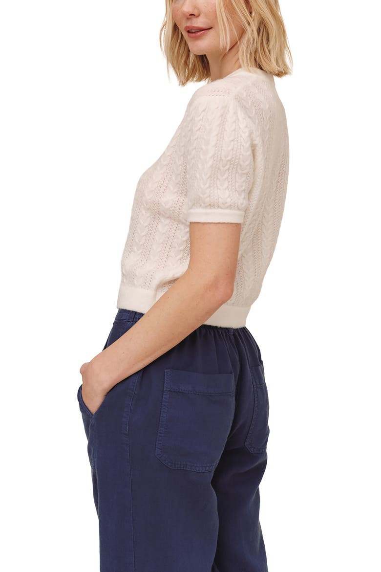 Short Sleeve Cardigan, Alternate, color, IVORY