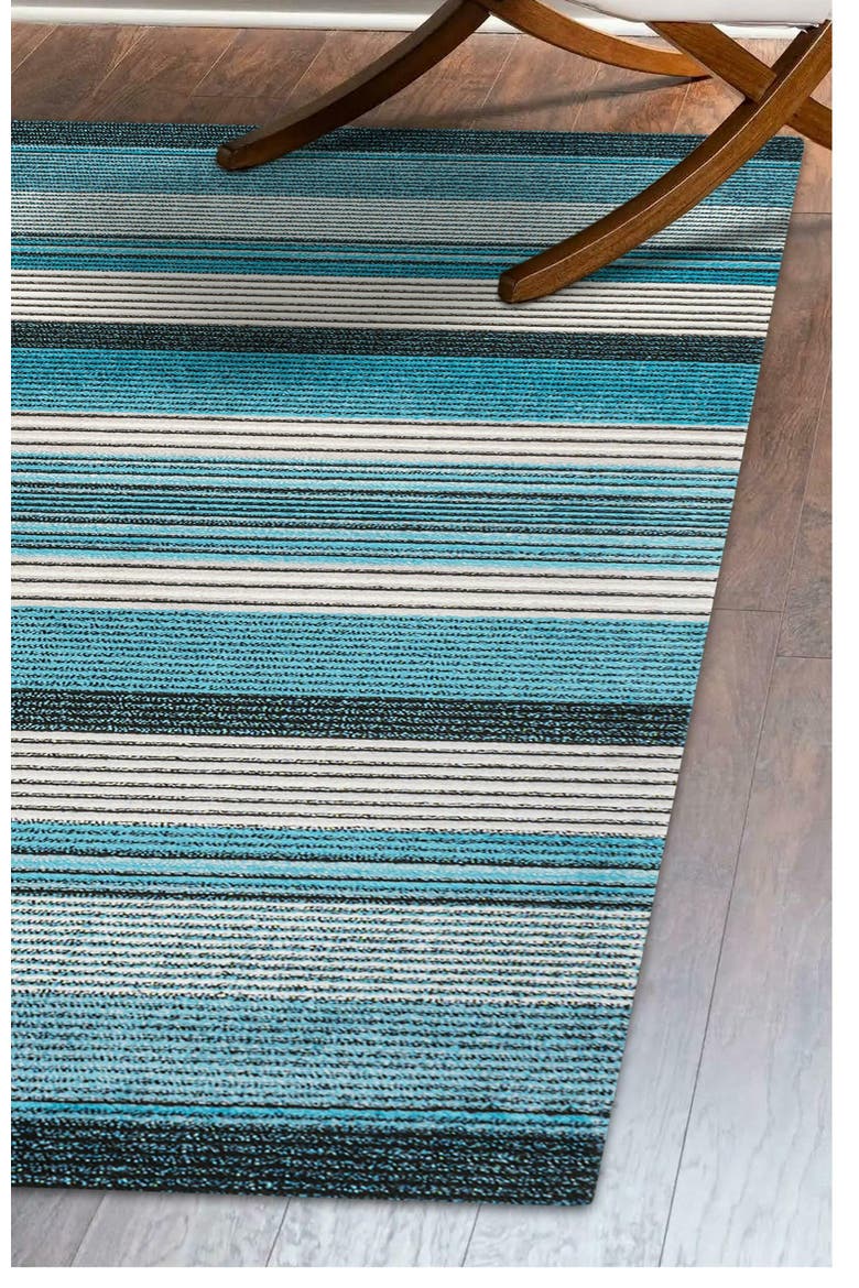 Duxbury Gradient Ticking Striped Area Rug, Alternate, color, Blue/Navy