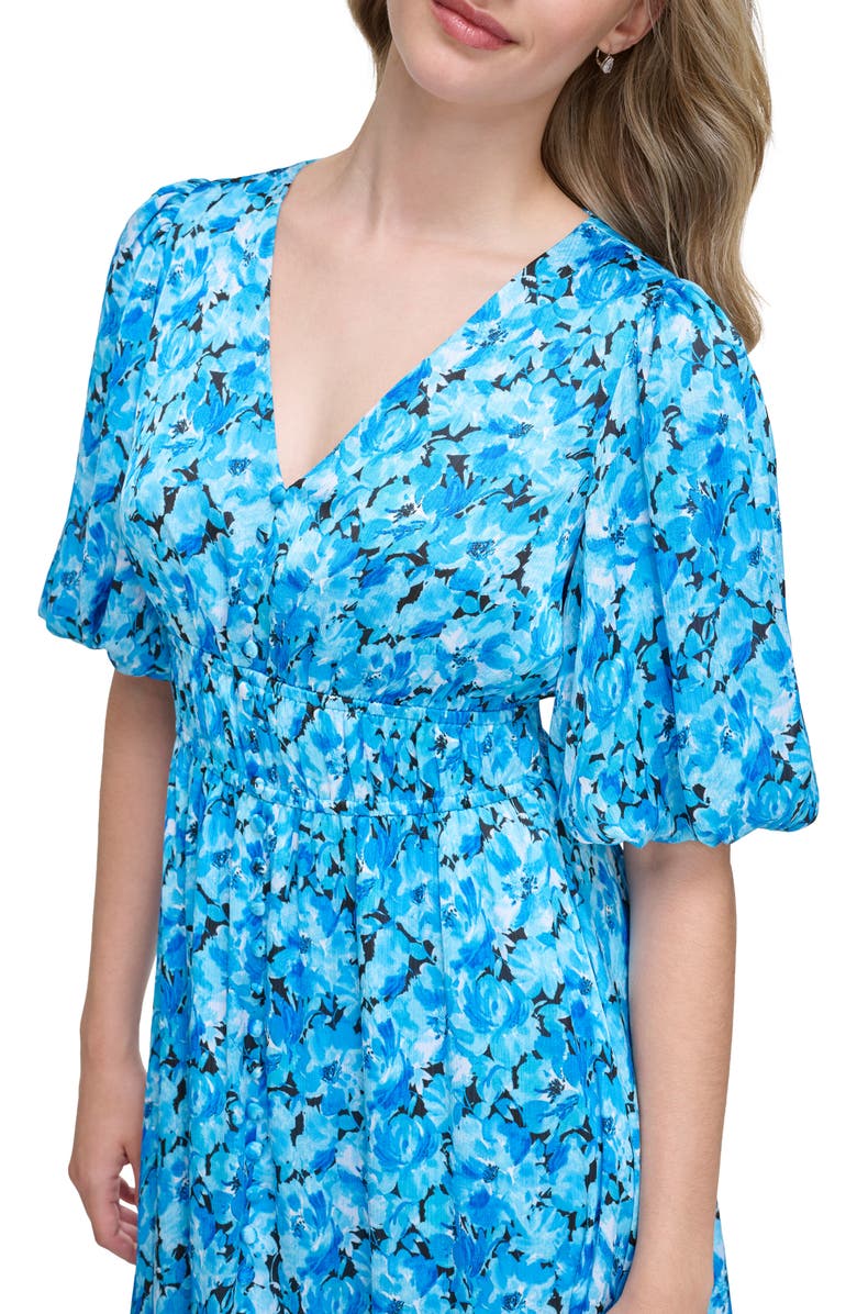 Kensie Floral Puff Sleeve Midi Dress, Alternate, color, 