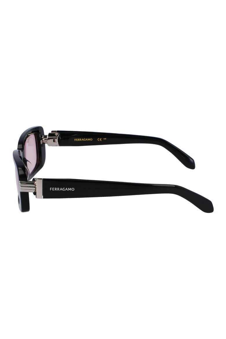 Gancini Evolution 52mm Rectangular Sunglasses, Alternate, color, BLACK/ PINK