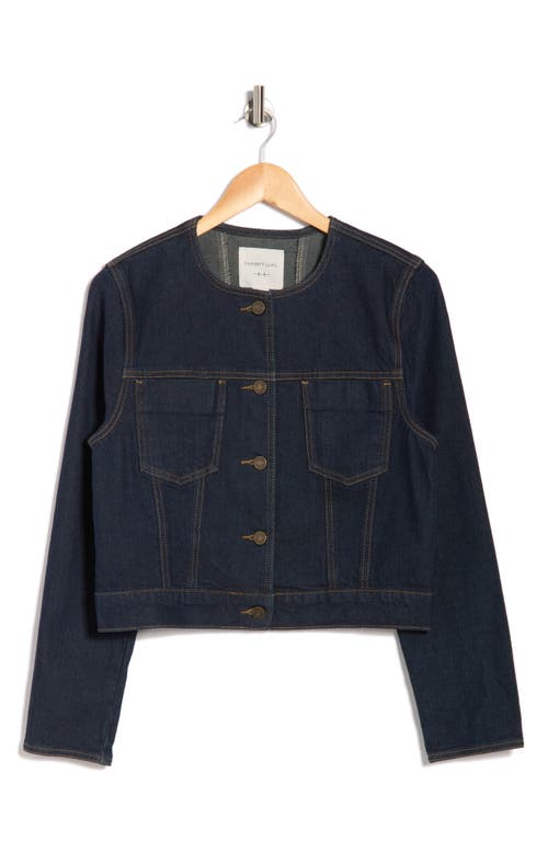 Habitual Collarless Denim Jacket In Blue