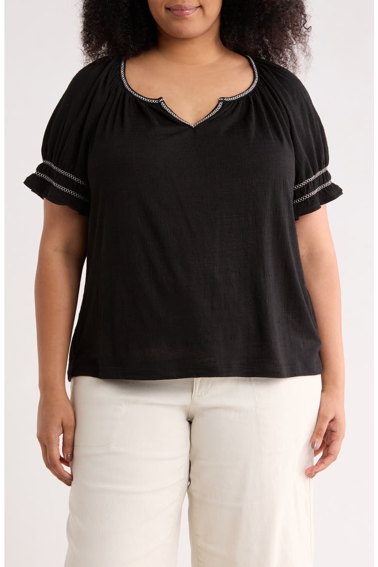 Puff Sleeve Top, Main, color, BLACK