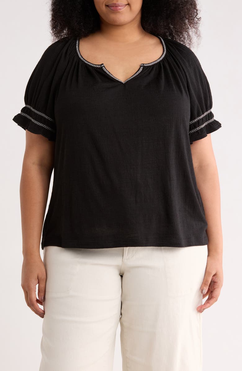 MAX STUDIO Puff Sleeve Top, Main, color, Black