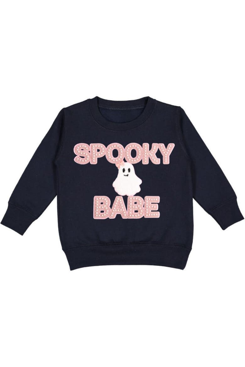 Spooky Babe Patch Halloween Sweatshirt, Main, color, Black