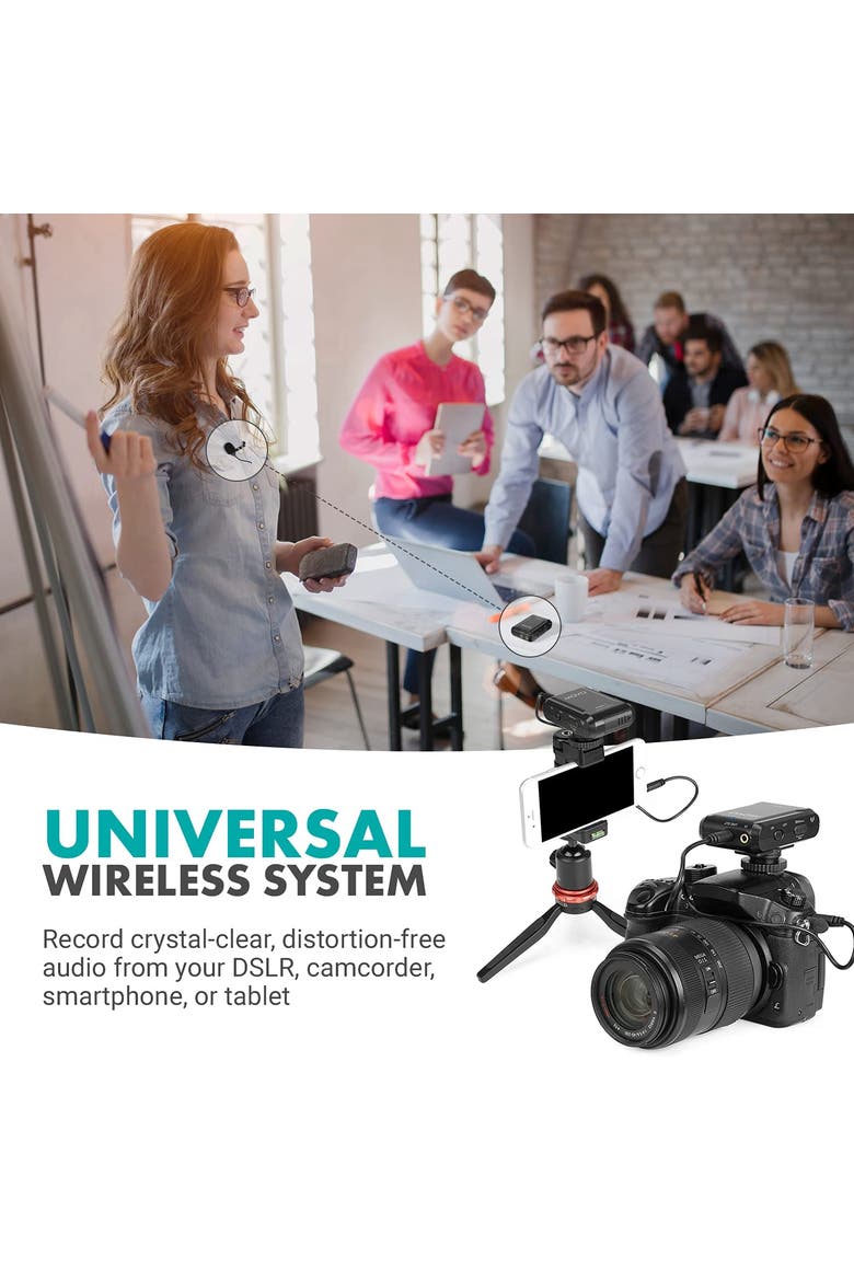 WMX-1 2.4GHz Wireless Lavalier Microphone System Compatible with Cameras and Smartphones, Alternate, color, Black
