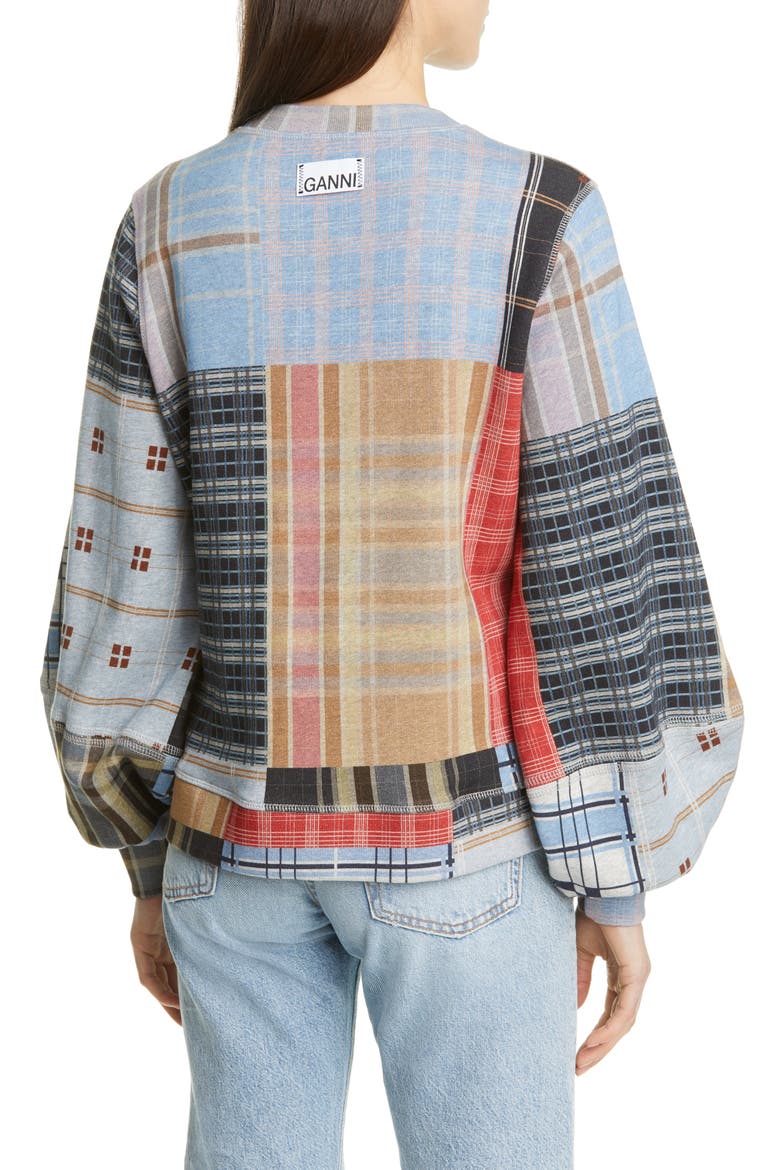 Isoli Patchwork Balloon Sleeve Sweatshirt, Alternate, color, FOREVER BLUE