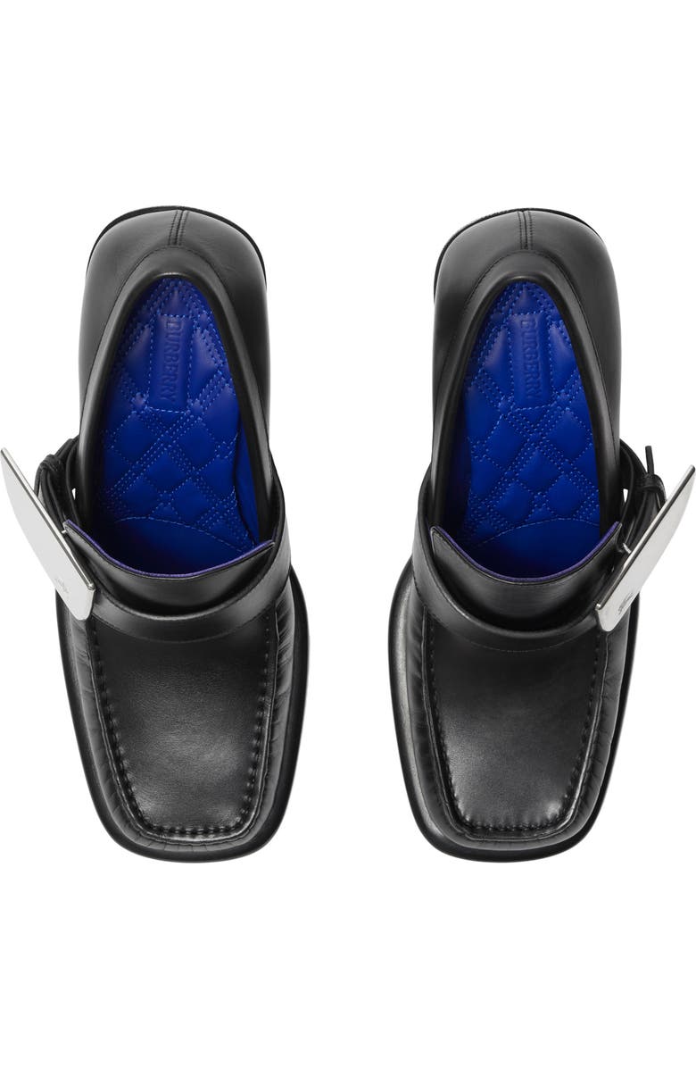 Burberry Leather London Shield High Heeled Loafers, Alternate, color, Black