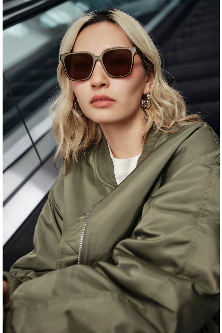 Try Me 55mm Square Sunglasses, Alternate, color, OLIVE/ BROWN