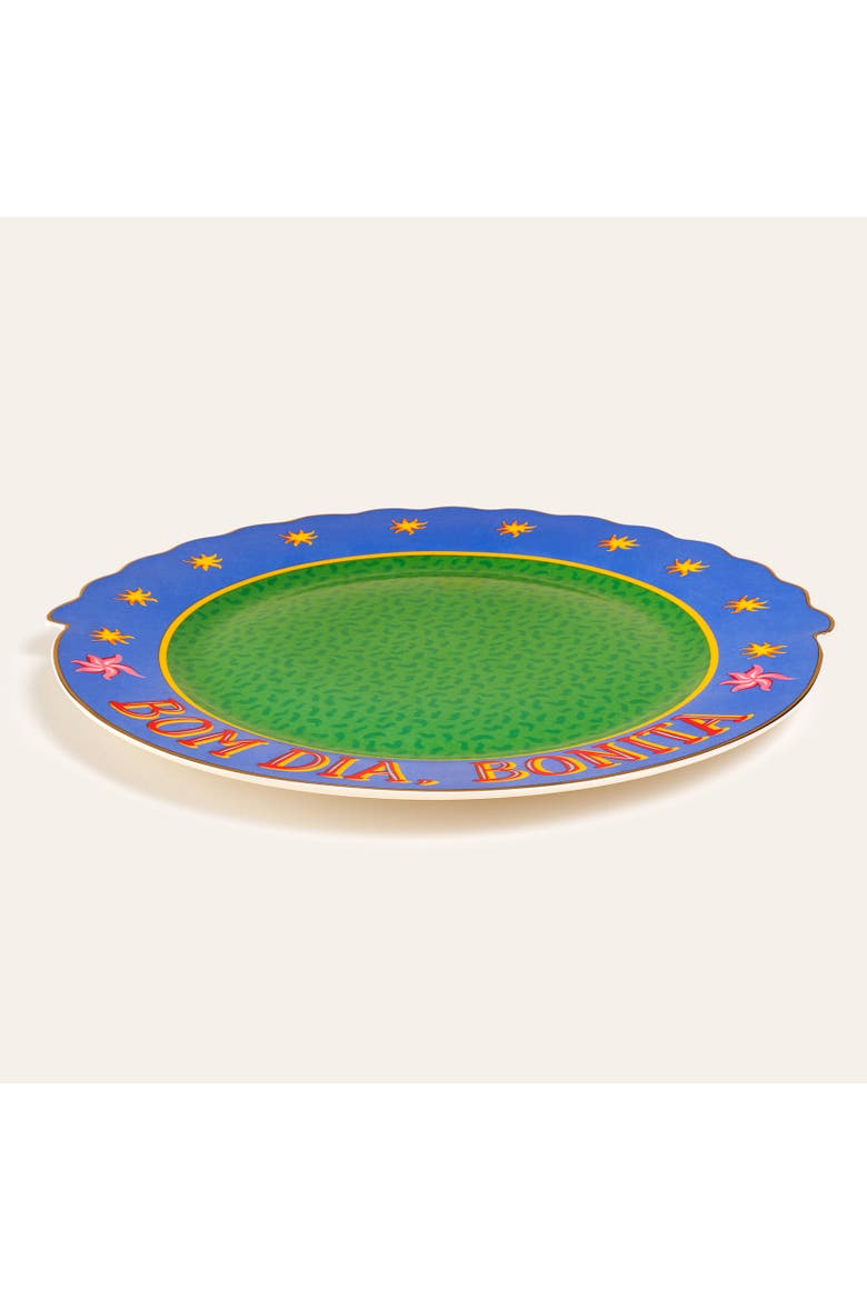 Luohu Bonita Porcelain Service Plate 11" Artisan Ceramic, Alternate, color, Green