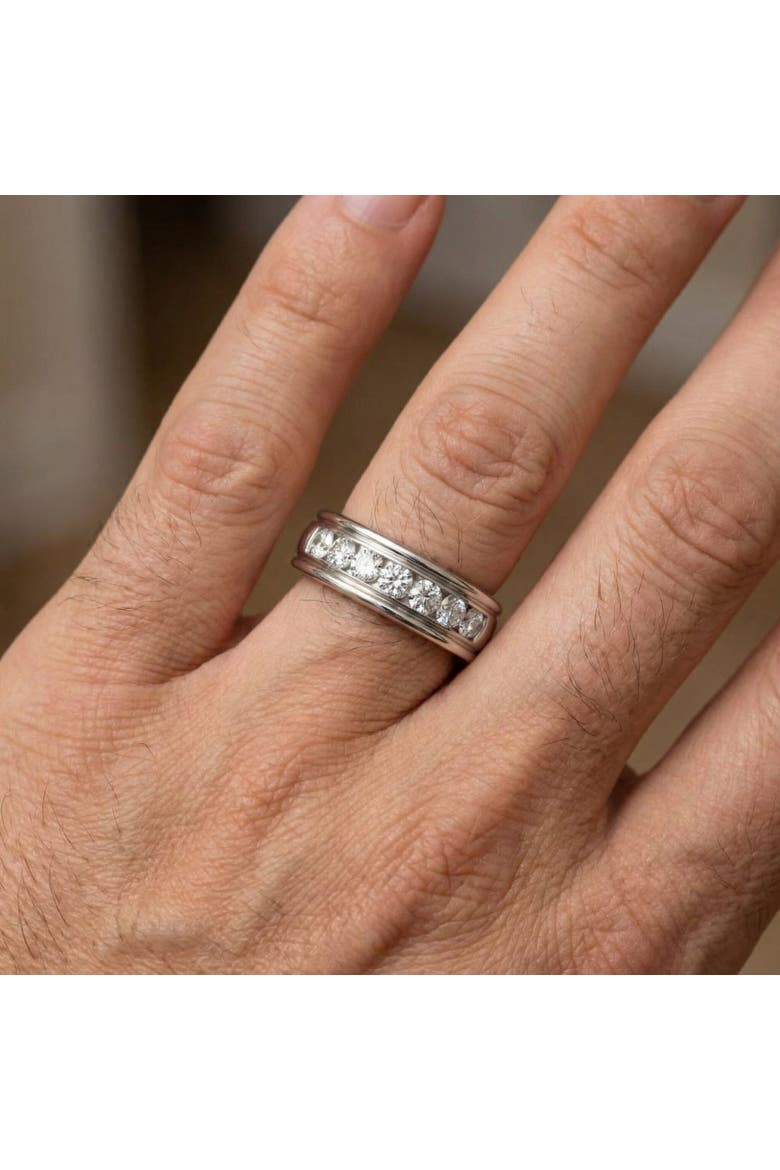 5/8 Ct Mens Diamond Brushed Wedding Gold Ring, Alternate, color, 10k White Gold