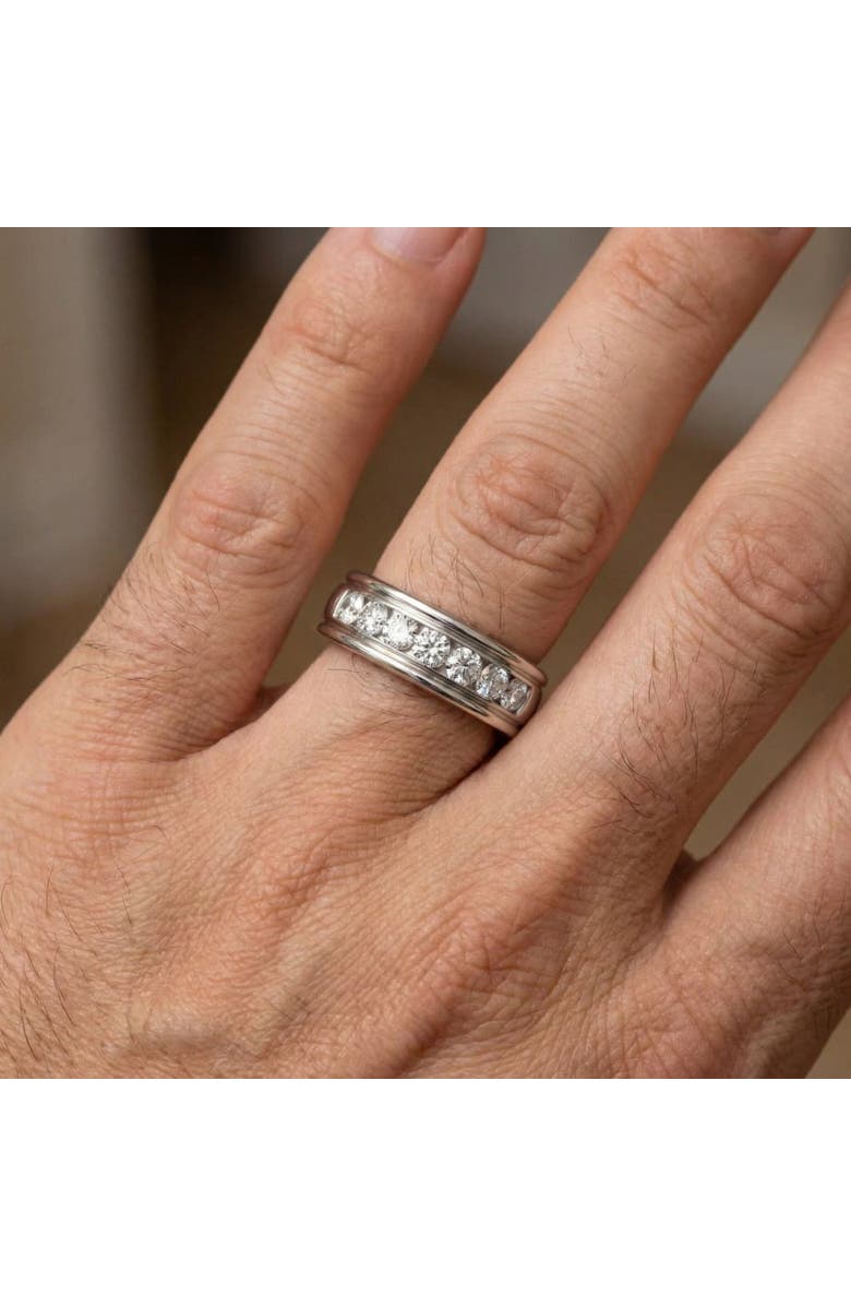 Bliss Diamond 5/8 Ct Mens Diamond Brushed Wedding Gold Ring, Alternate, color, 10K White Gold