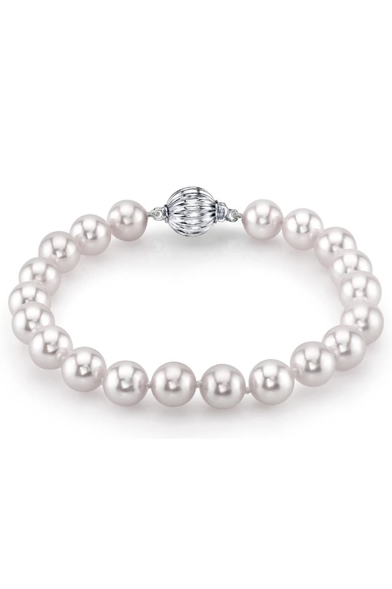 7.0-7.5mm Akoya White Pearl Bracelet, Main, color, White Gold Clasp