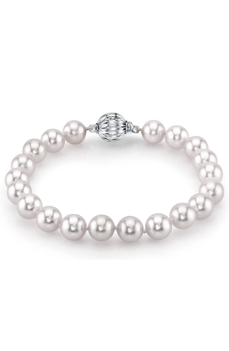 The Pearl Source Akoya Pearl Bracelet 7-7.5mm, Main, color, White Pearl - Gabriella Clasp