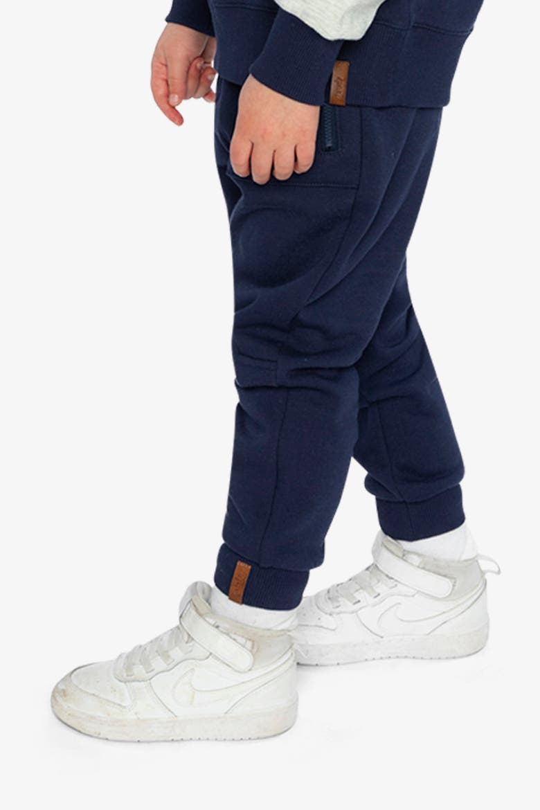 Fleece Zippered Pockets Ribbed Cuffs Sweatpants, Alternate, color, Dark Blue