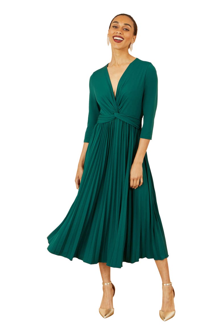 Jersey Knot Waist Midi Dress, Main, color, Green