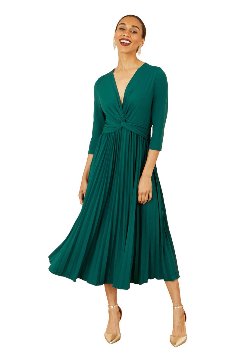 Yumi Jersey Knot Waist Midi Dress, Main, color, Green