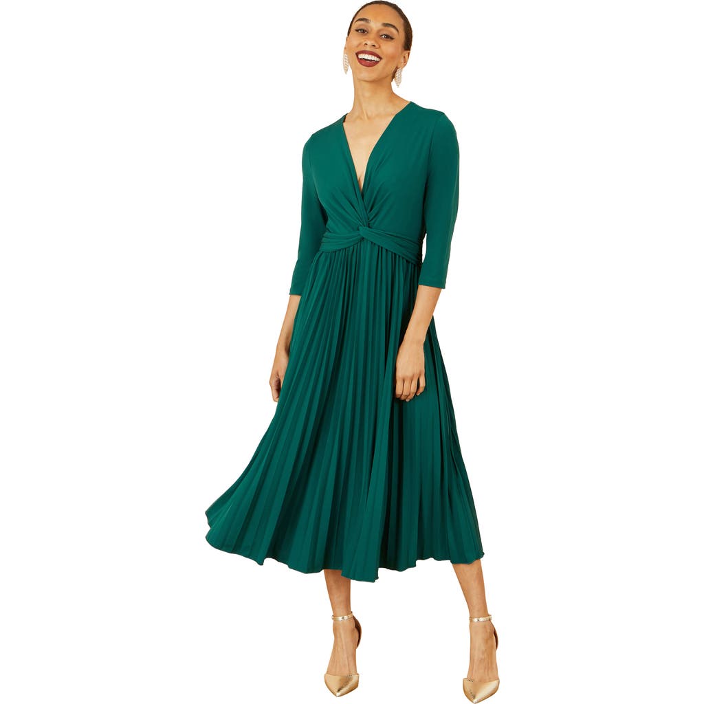 Yumi Jersey Knot Waist Midi Dress In Green