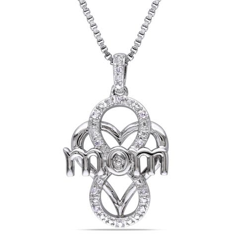 Diamond Infinity Heart "mom" Pendant Necklace