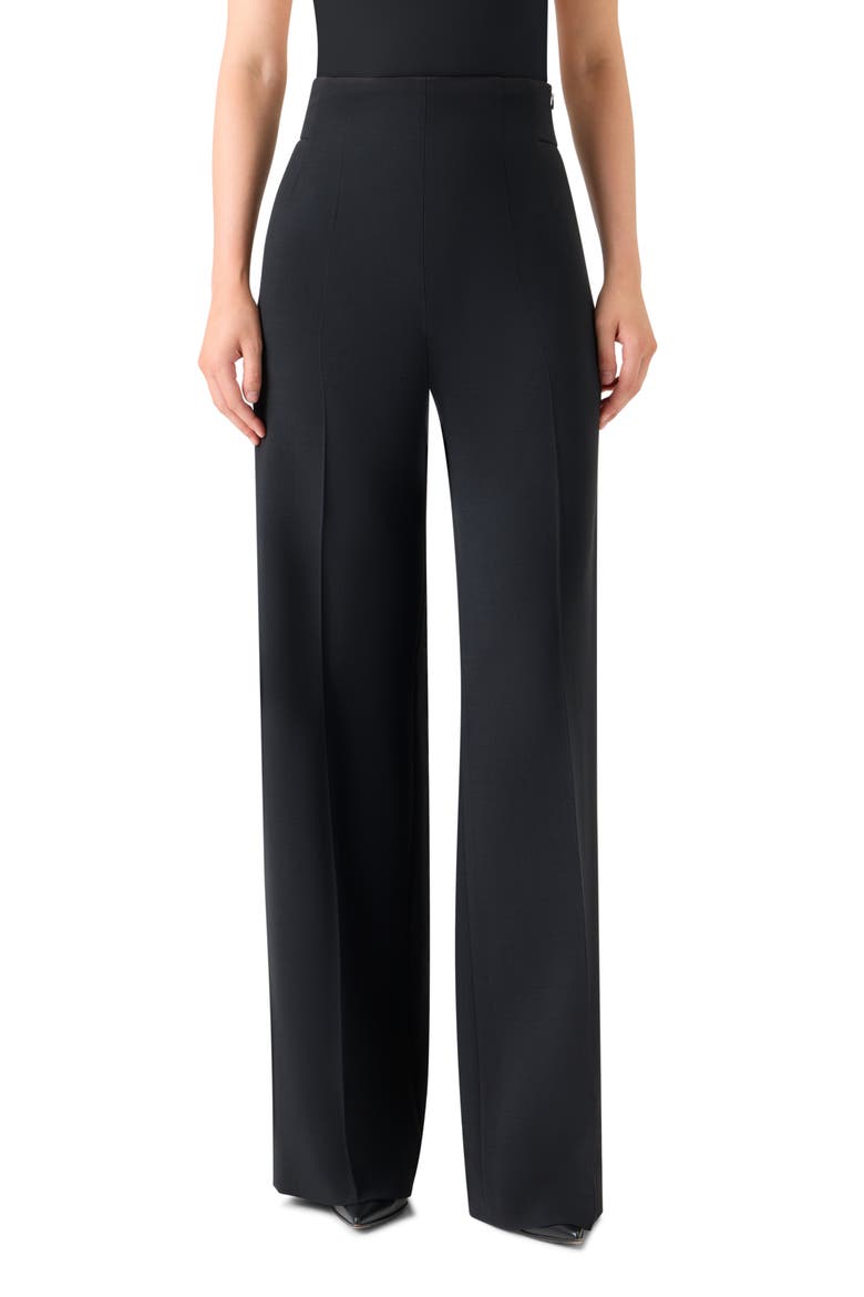 Fiyuki Wool Blend Double Face Wide Leg Pants, Main, color, BLACK