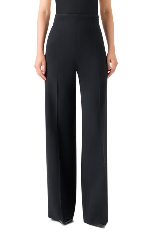 Akris Fiyuki Wool Blend Double Face Wide Leg Pants In Black