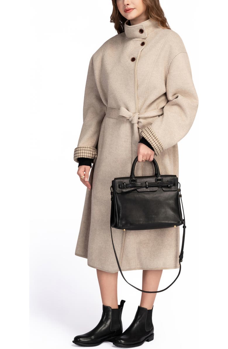 OLD TREND Wishbone Genuine Leather Structured Heritage Satchel, Alternate, color, Black